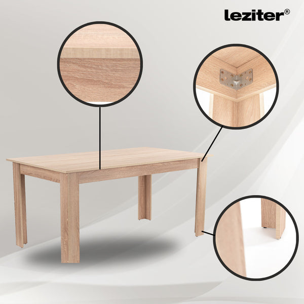 Leziter Set de masă Leon 6+1 stejar Sonoma-bej