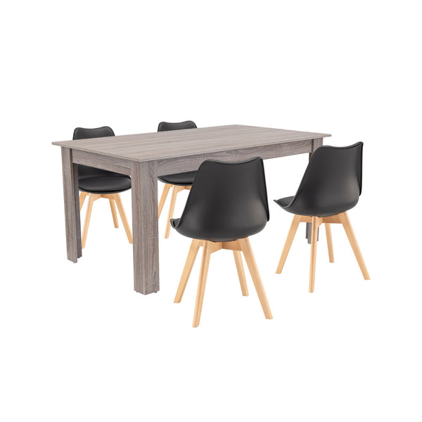 Leziter Set de masă Lola 4+1 stejar negru-York
