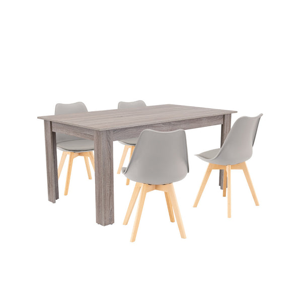 Leziter Set de masă Lola 4+1 gri-stejar York