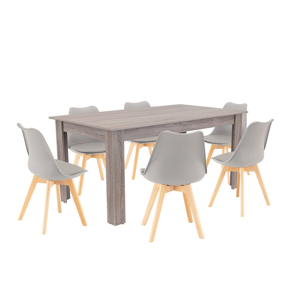 Leziter Set de masă Lola 6+1 gri-stejar York