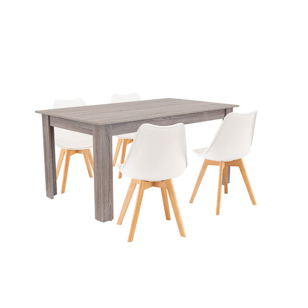 Leziter Set de masă Lola 4+1 alb-stejar York