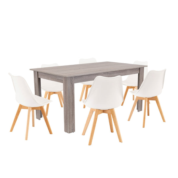 Leziter Set de masă Lola 6+1 alb-stejar York