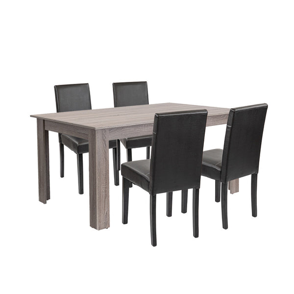 Leziter Set de masă Leon 4+1 stejar York-negru