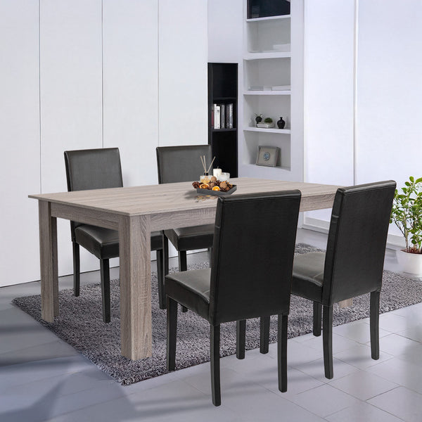 Leziter Set de masă Leon 4+1 stejar York-negru