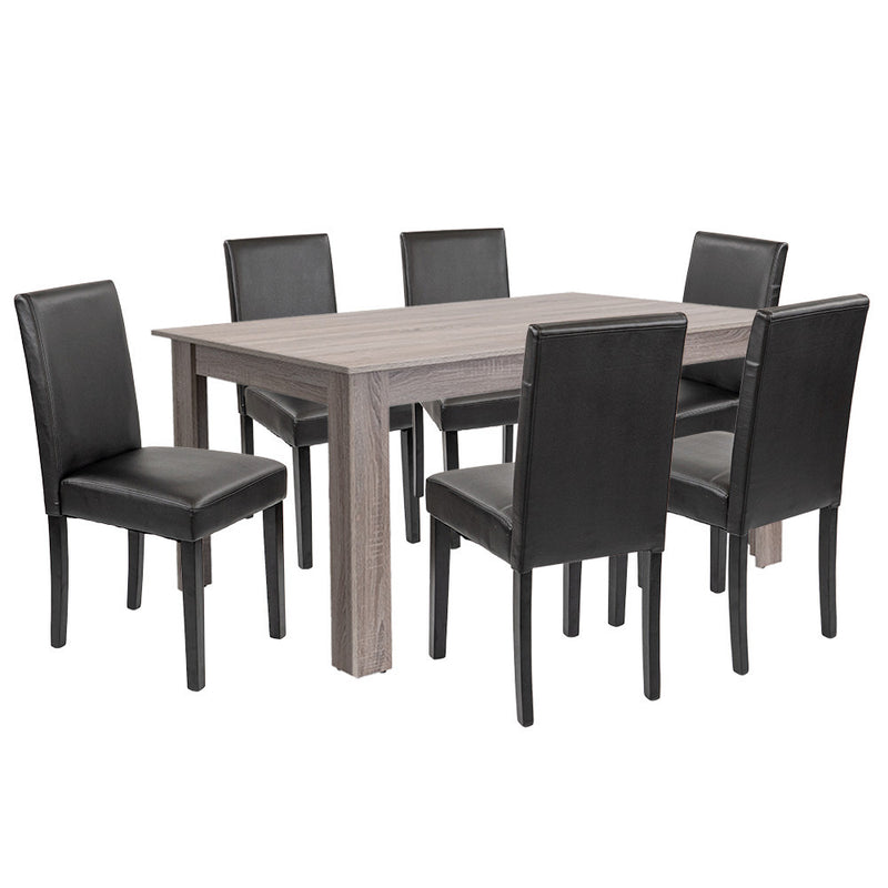 Leziter Set de masă Leon 6+1 stejar York-negru