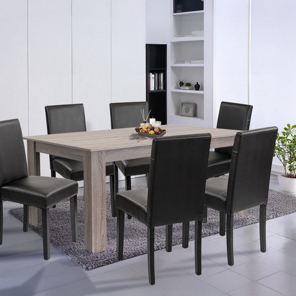 Leziter Set de masă Leon 6+1 stejar York-negru