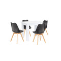 Leziter Set de masă Amina 4+1 alb-negru