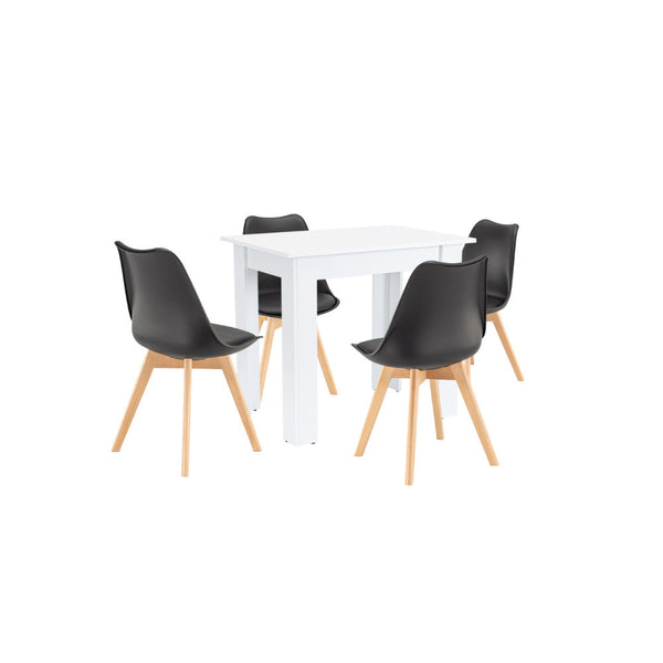 Leziter Set de masă Amina 4+1 alb-negru