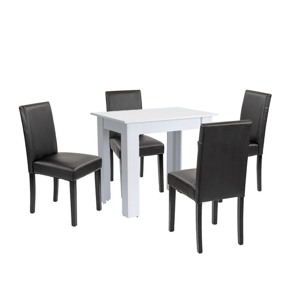 Leziter Set de masă Leon 4+1 alb-negru