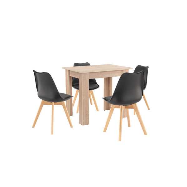 Leziter Set de masă Amina 4+1 negru-stejar Sonoma