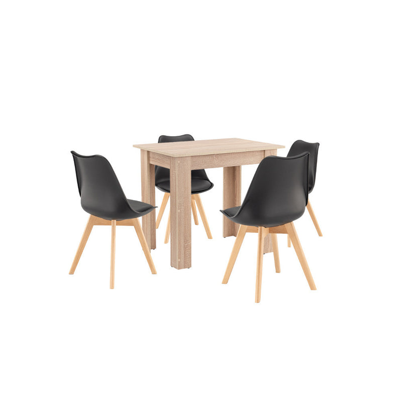 Leziter Set de masă Amina 4+1 negru-stejar Sonoma