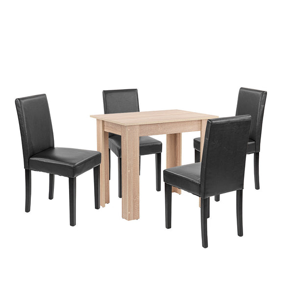 Leziter Set de masă Leon 4+1, stejar Sonoma-negru
