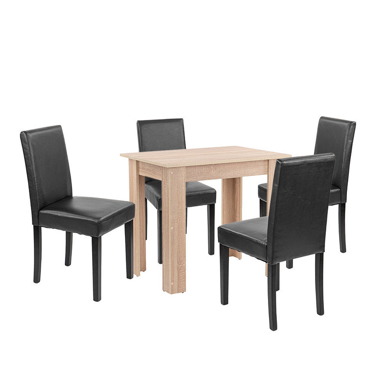 Leziter Set de masă Leon 4+1, stejar Sonoma-negru
