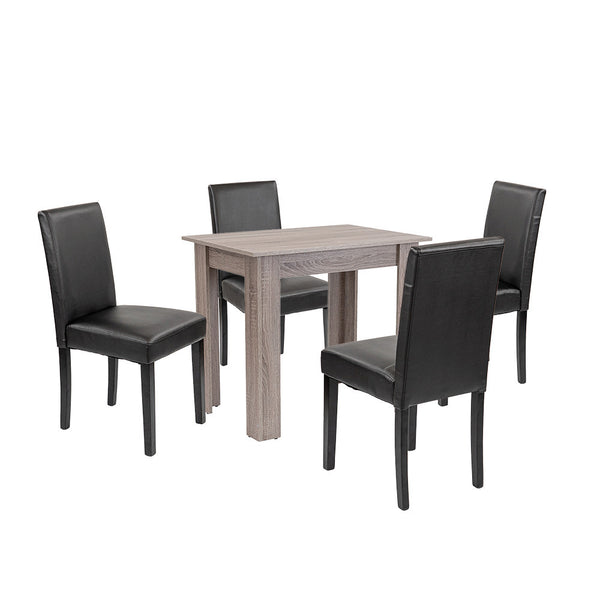 Leziter Set de masă Leon 4+1 stejar York-negru