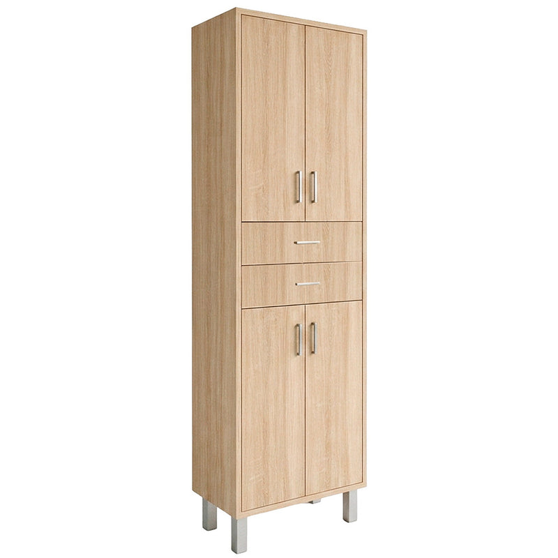 Leziter Dulap baie Nerva 60 cu 4 usi, 2 sertare, stejar Sonoma