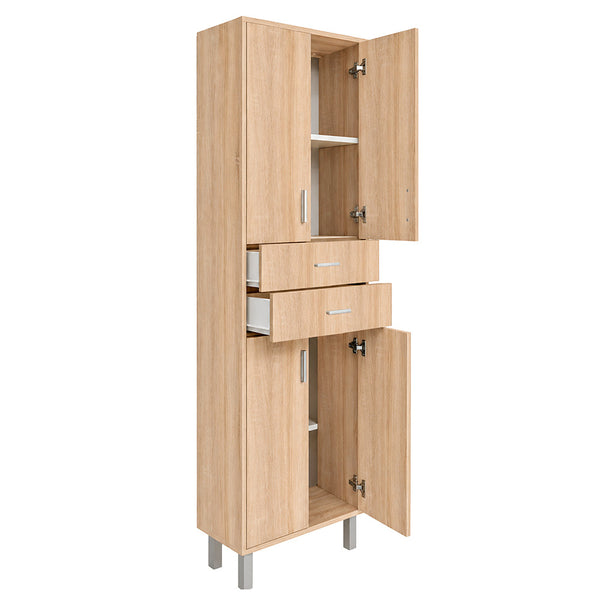 Leziter Dulap baie Nerva 60 cu 4 usi, 2 sertare, stejar Sonoma