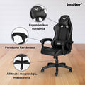 Leziter Raven gamer birou scaun pivotant negru