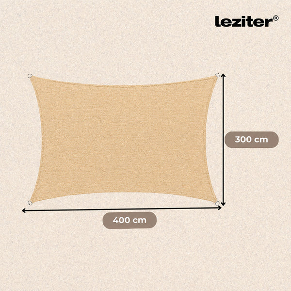 Leziter Rana soare naviga dreptunghiular 3x4 m bej