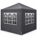 Cort pavilion de gradina pliabil, instalare automata pop-up, material textil oxford impermeabil, cu 4 pereti laterali, 300x300cm, gri