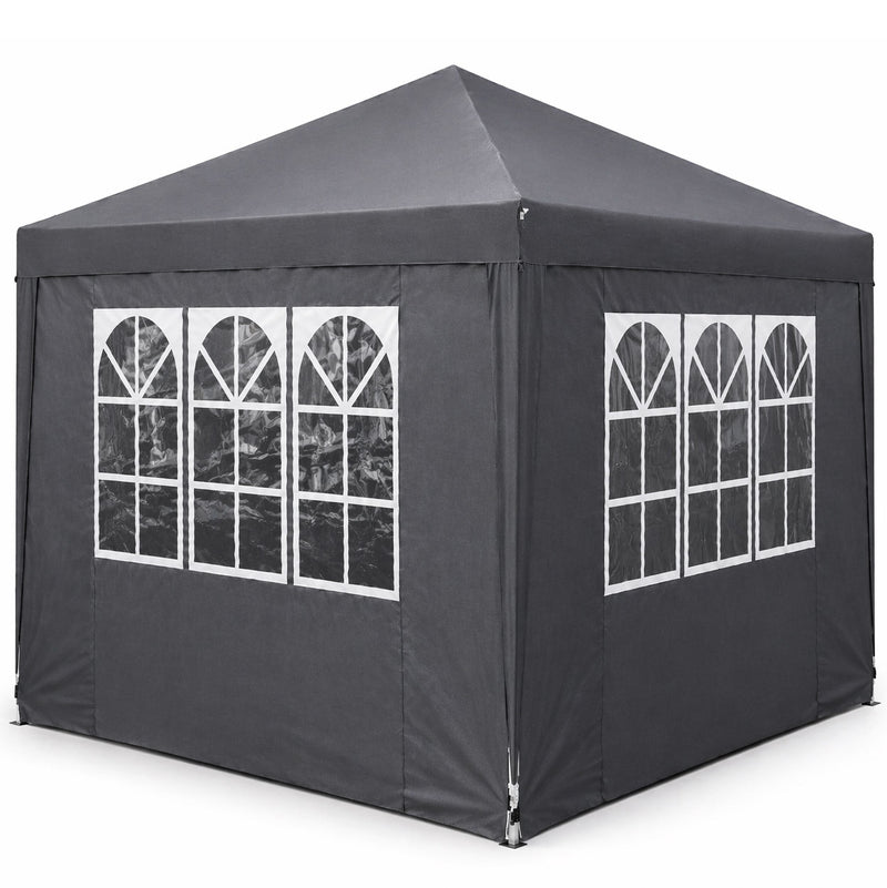 Cort pavilion de gradina pliabil, instalare automata pop-up, material textil oxford impermeabil, cu 4 pereti laterali, 300x300cm, gri