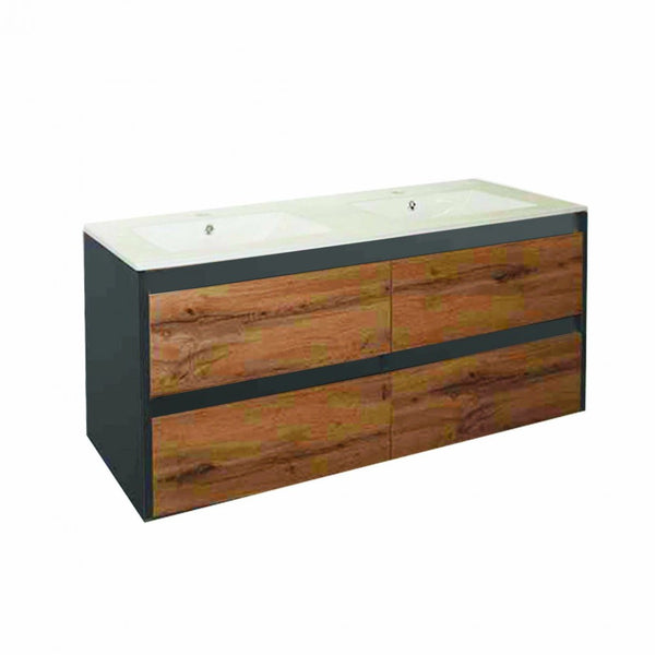 Leziter Masca chiuveta baie Porto 120 cu lavoar, antracit-stejarului rustic