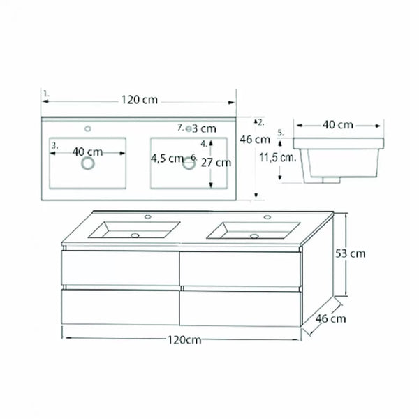 Leziter Set mobilier baie Porto 120, ulm alb-rauna