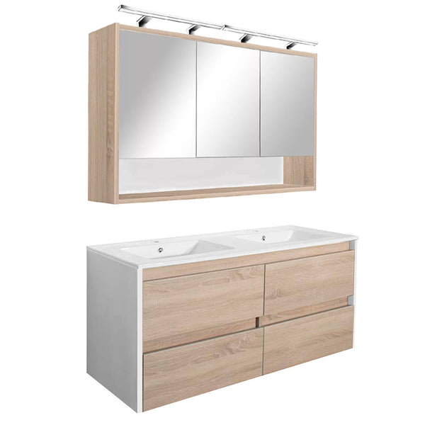 Leziter Set mobilier baie Porto 120, stejar alb-sonoma