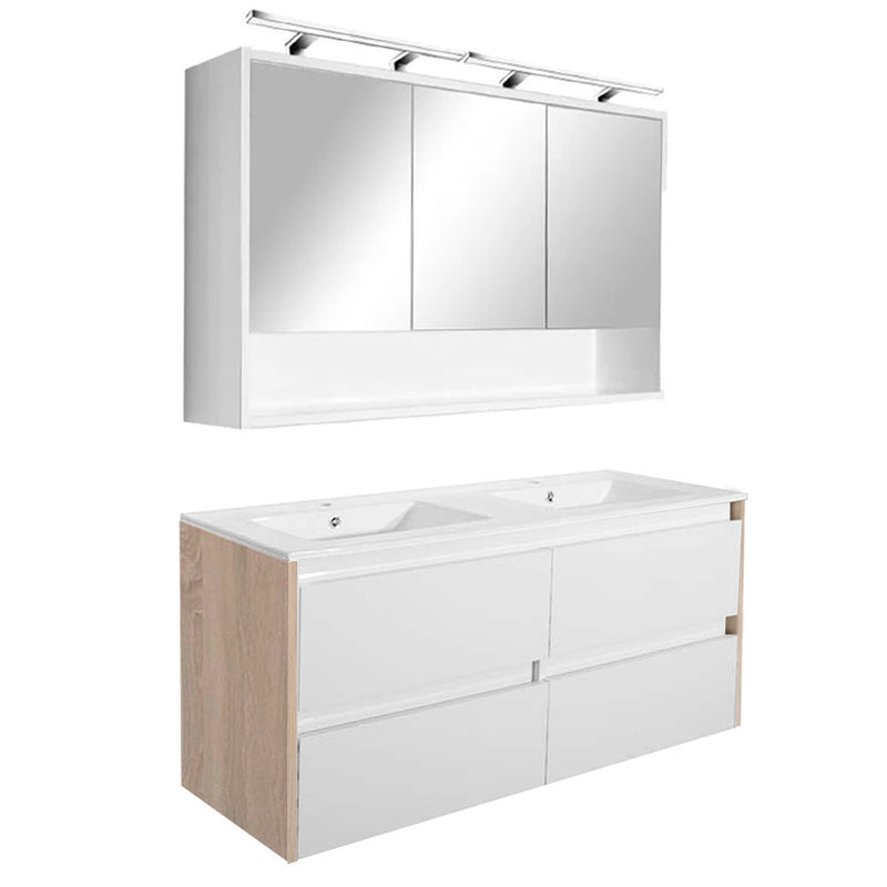 Leziter Set mobilier baie Porto 120, stejar sonoma alb