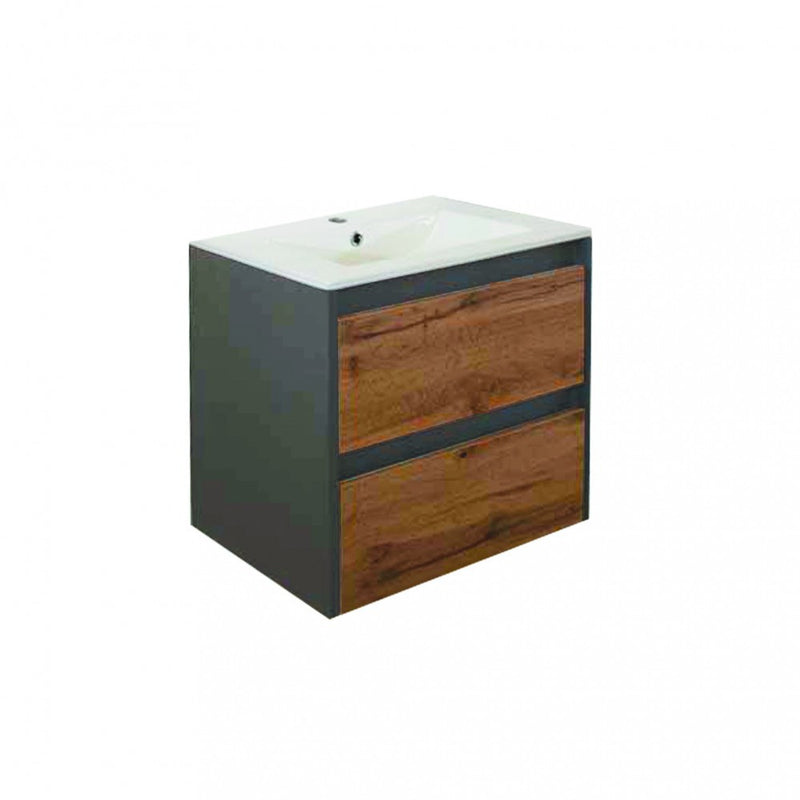 Leziter Masca chiuveta baie Porto 60 cu lavoar, antracit-stejarului rustic