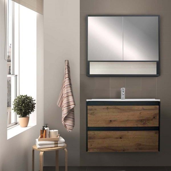 Leziter Set mobilier baie Porto 80, stejarului rustic antracit