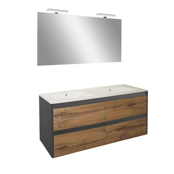 Leziter Set mobilier baie Porto Prime 120, stejarului rustic antracit