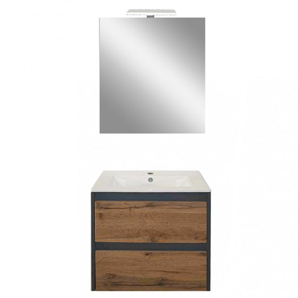 Leziter Set mobilier baie Porto Prime 60, stejarului rustic antracit