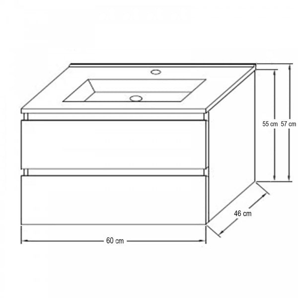 Leziter Set mobilier baie Porto Prime 60, stejar sonoma alb