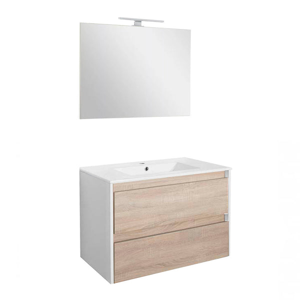 Leziter Set mobilier baie Porto Prime 80, stejar alb-sonoma