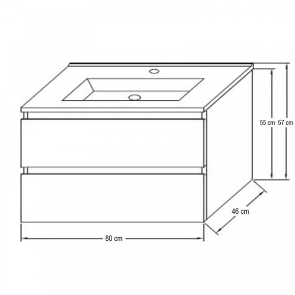Leziter Set mobilier baie Porto Prime 80, stejar alb-sonoma