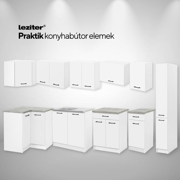 Leziter Unitate de bucătărie Praktik 180, corp alb, față albă