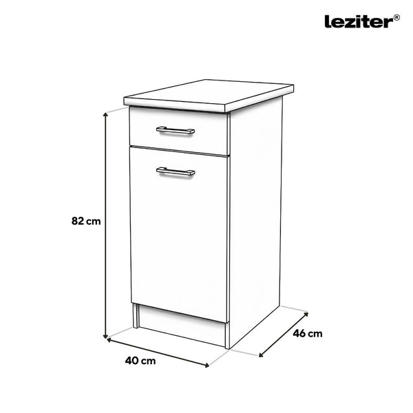 Leziter Praktik 40 dulap inferior 1 ușă 1 sertar, alb-alb