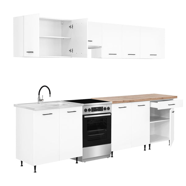 Leziter Unitate de bucătărie Primo 280 cu blat de lucru din stejar charlestone alb