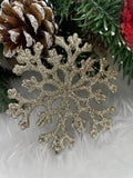 Decoratiune brad fulg de zapada, set 8 bucati, 8cm, auriu