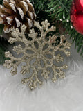 Decoratiune brad fulg de zapada, set 8 bucati, 8cm, auriu