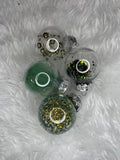 Set globuri de Craciun Inedit, 24 bucati, 5cm, transparente si verde