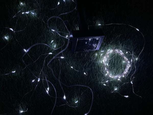 Ghirlanda luminoasa liniara, 100 LED-uri, 990cm, incarcare solara, alb rece
