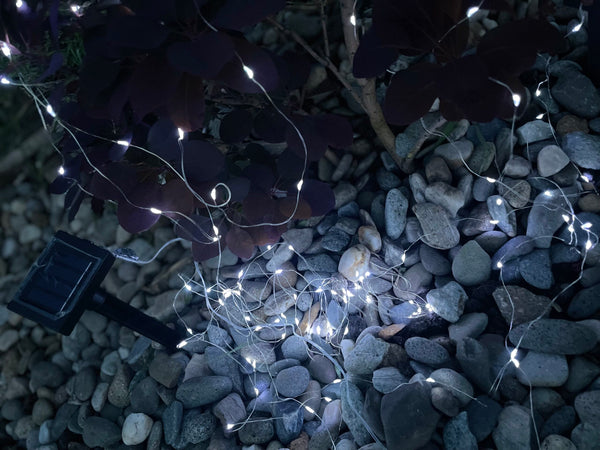 Ghirlanda luminoasa liniara, 100 LED-uri, 990cm, incarcare solara, alb rece