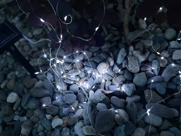Ghirlanda luminoasa liniara, 100 LED-uri, 990cm, incarcare solara, alb rece