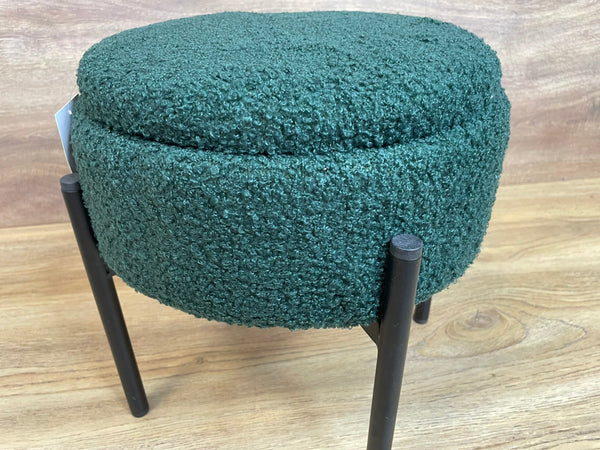 Taburet pentru copii, rotund, spatiu depozitare, 31x28cm, maxim 50kg, verde