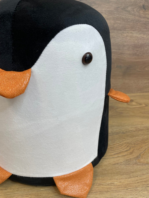 Taburet pentru copii, 28x34cm, maxim 50kg, model pinguin negru