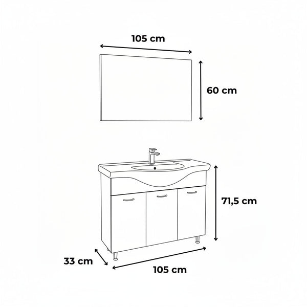 Leziter Set mobilier baie Ruben Prime 105, Sonoma Oak