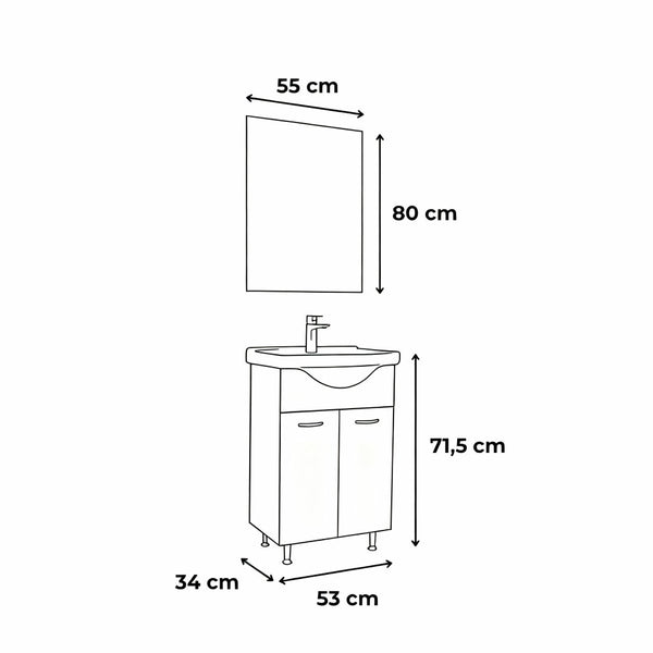 Leziter Set mobilier baie Ruben Prime 55, Alb
