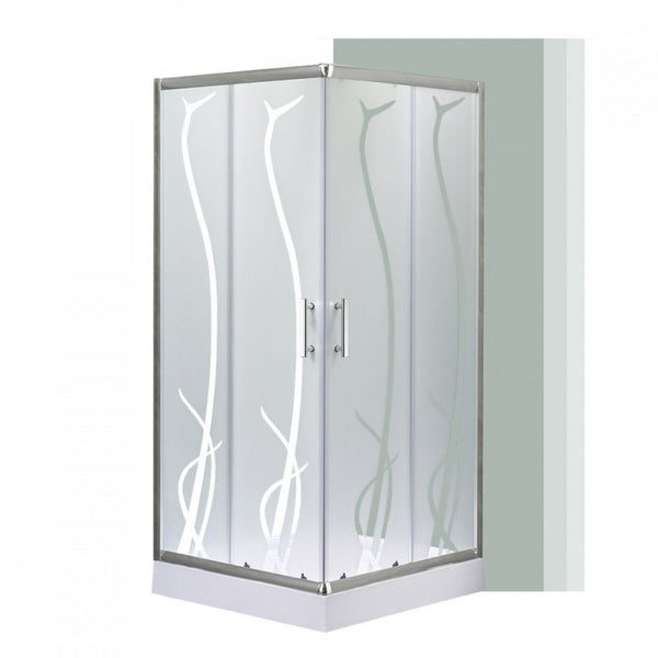 Leziter Cabină de duș pătrată Spirit BAMBOO 80x80, cu cădiță de duș acrilică armată
