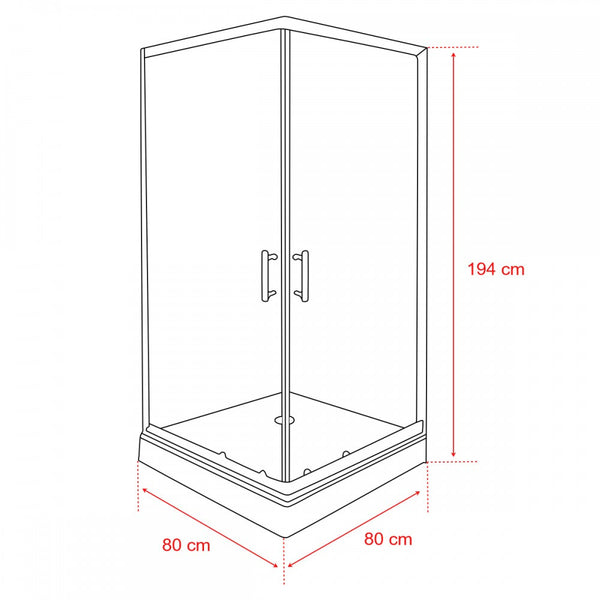 Leziter Cabină de duș pătrată Spirit BAMBOO 80x80, cu cădiță de duș acrilică armată
